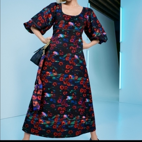 NWT RACHEL COMEY FLORAL PUFF SLEEVE DRESS - Picture 1 of 3